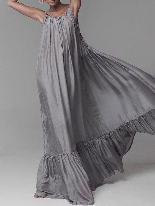 Loose Casual Sling Maxi Dress Stylish Off-Shoulder Maxi Dress