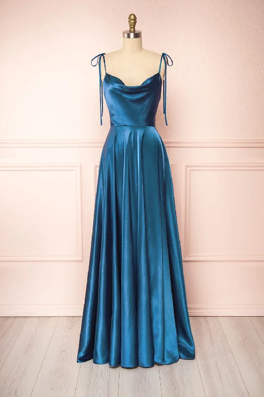 Moira Royal Blue | Cowl Neck Satin Maxi Dress w/ High Slit Comfortable Casual Maxi Dress Moira Royal Blue | Cowl Neck Satin Maxi Dress w/ High Slit Comfortable Casual Maxi Dress