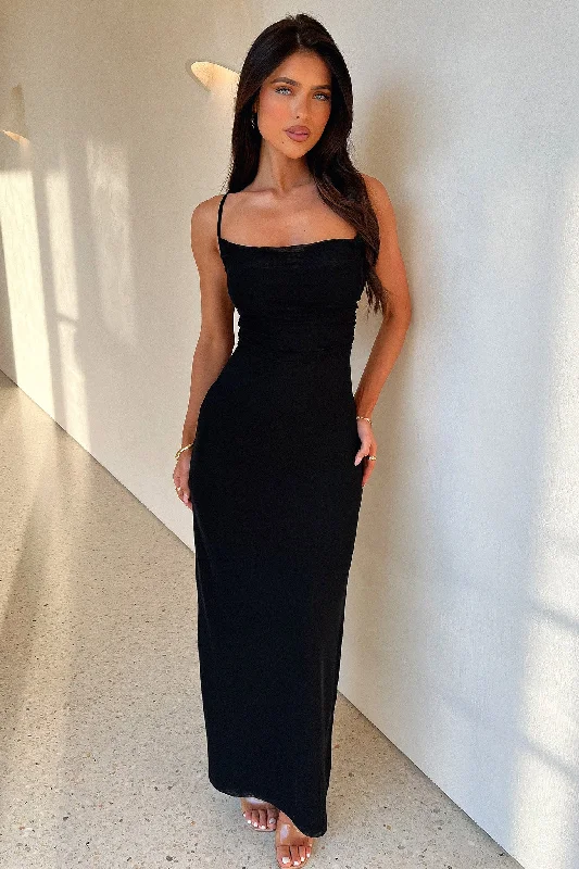 Nadine Maxi Dress - Black Stylish V-Neck Maxi Dress