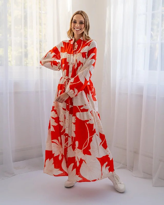 Natalia Maxi Dress - Tangerine Fern Fashionable Layered Maxi Dress