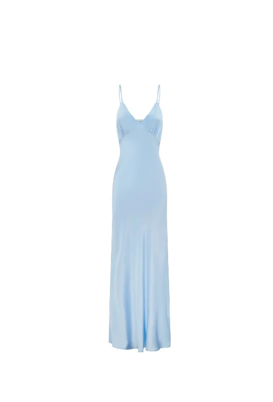 90'S IT GIRL MAXI DRESS - POWDER BLUE Stylish Maxi Dress with Frills