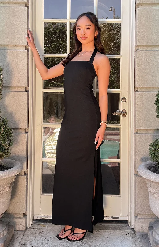 Raylan Black Maxi Dress Casual Maxi Dress with Pockets