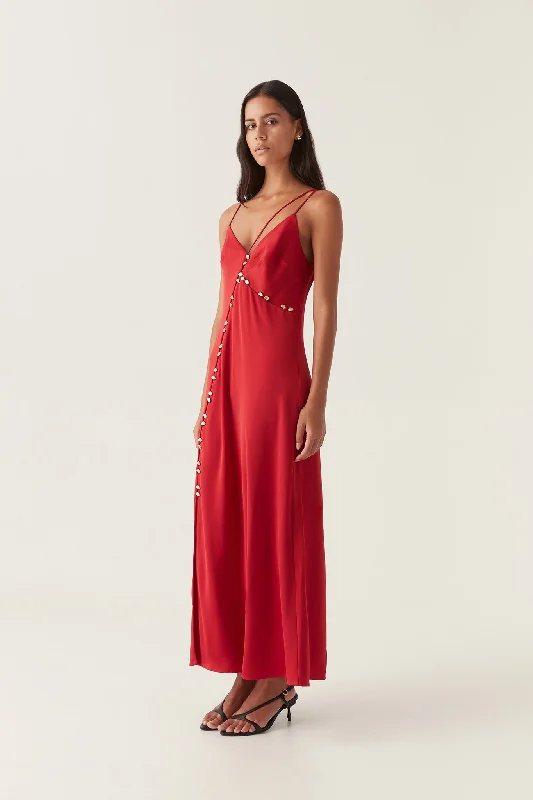 Riddle Button Down Maxi Dress Cozy Ruffle Sleeve Maxi Dress
