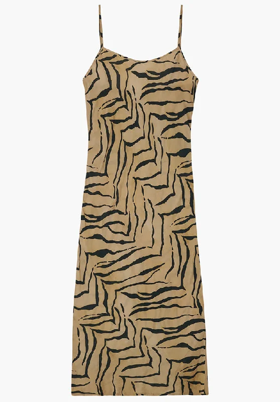 Roxy Spaghetti Strap Tiger Maxi Dress In Brown Chic Summer Floral Maxi Dress