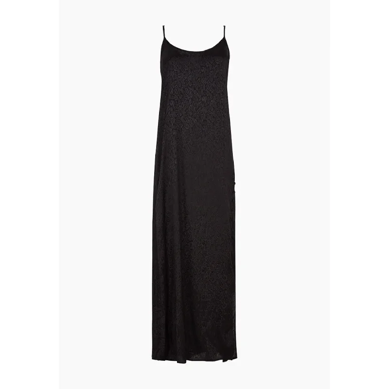 Ruby Spaghetti Strap Animal Maxi Dress In Black Comfortable Ruffle Maxi Dress