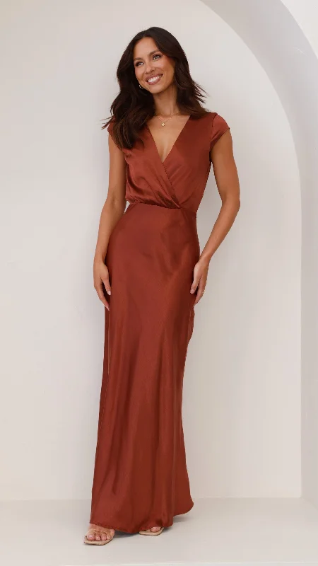 Selma Maxi Dress - Rust Fashionable Printed Maxi Dress
