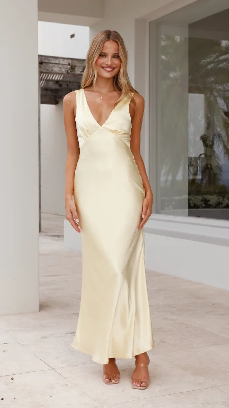 Sofia Maxi Dress - Yellow Fashionable Sheer Maxi Dress