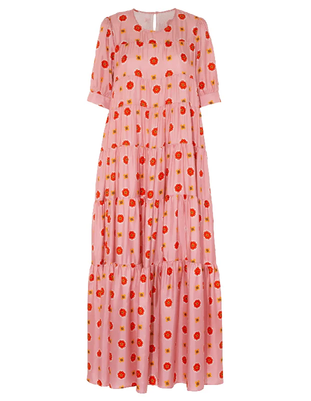 Stella Pink Dahlia Silk Maxi Dress