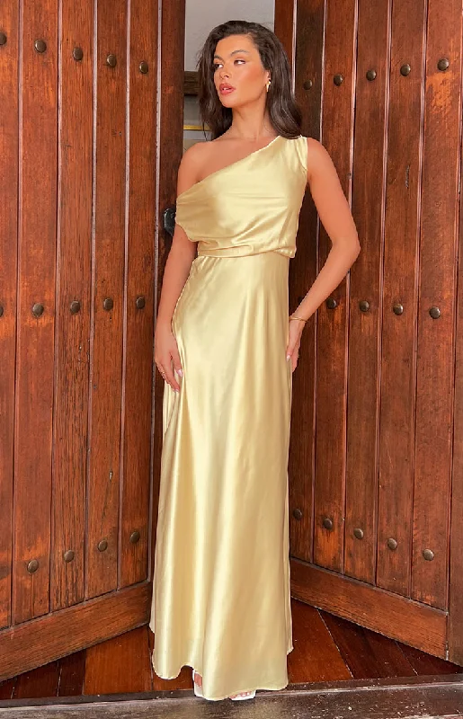 Sunshine Elegance Yellow Formal Maxi Dress Cozy Maxi Dress with Slit