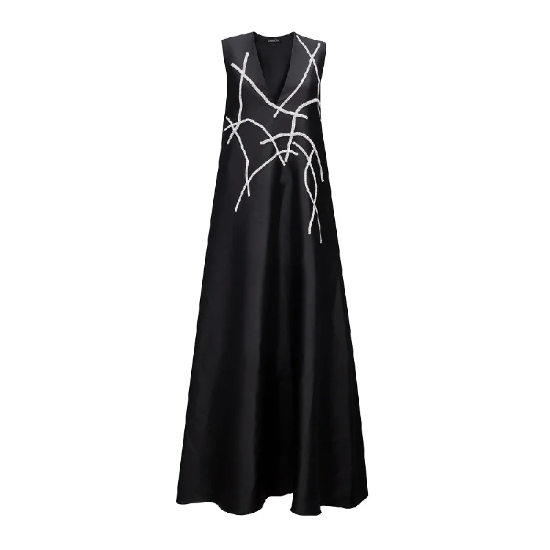 Taffeta Maxi Dress Elegant Maxi Dress with Drapes