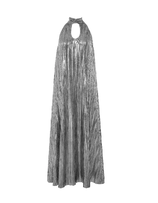 Talitha Silver Plisse Maxi Dress