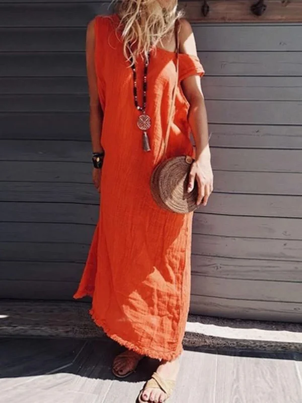 Vest Vacation Solid Color Maxi Dress