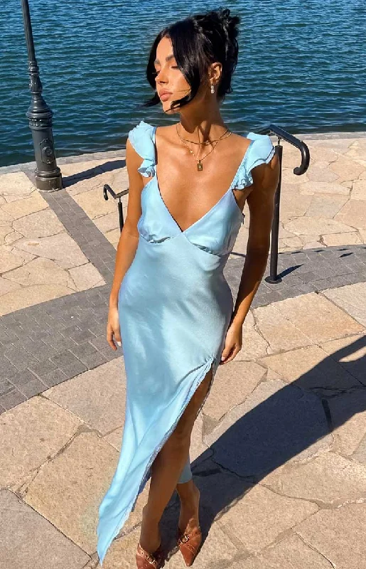 Wendy Blue Maxi Dress Stylish Maxi Dress with Pleats