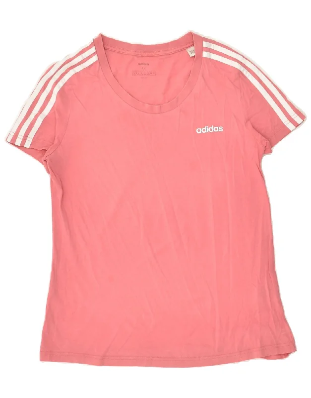 ADIDAS Womens T-Shirt Top UK 12/14 Medium Pink Cotton Lace Blend Ribbed Blend Corduroy Blend