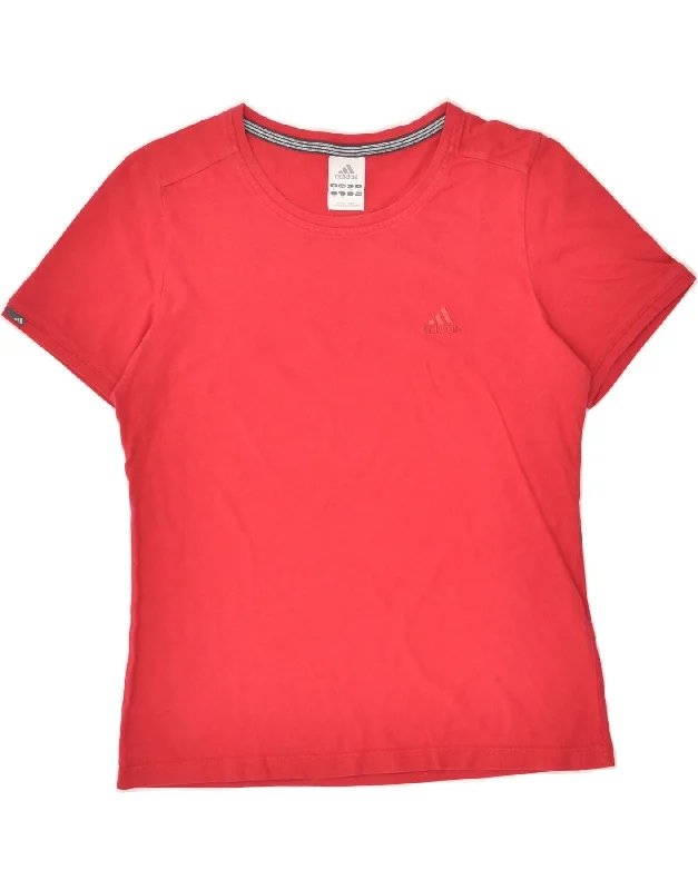 ADIDAS Womens T-Shirt Top UK 12 Medium Red Cotton