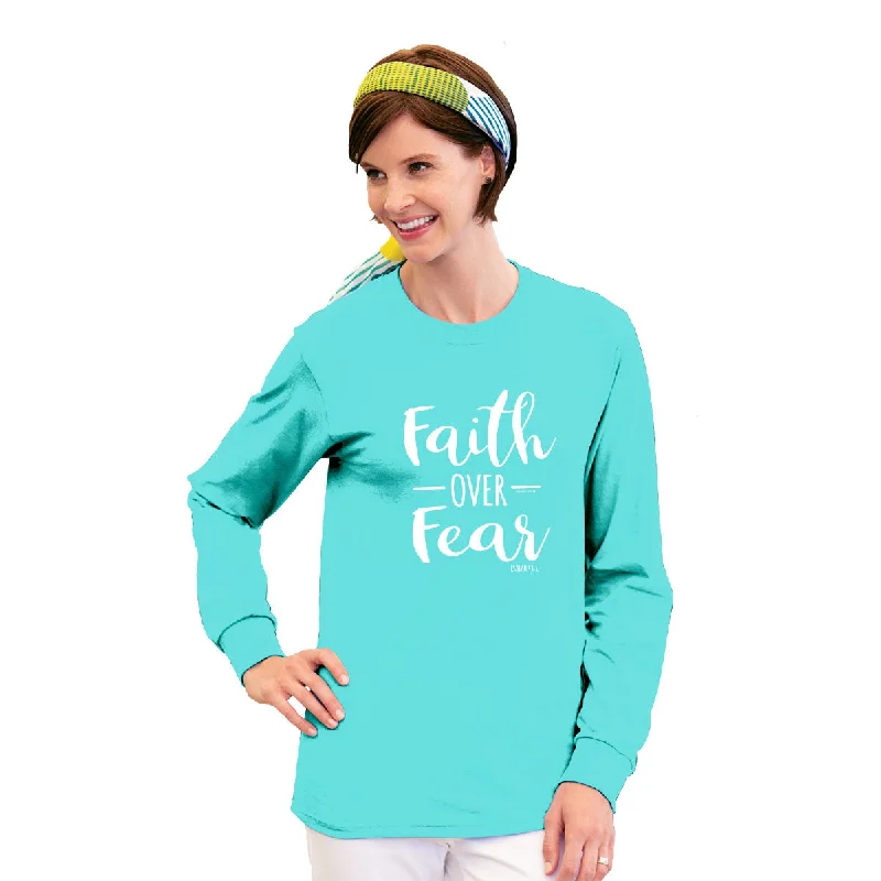 Blessed Girl Womens Long Sleeve T-Shirt Faith Over Fear