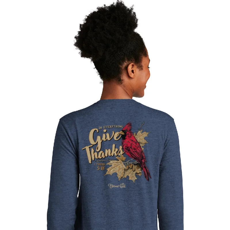 Blessed Girl Womens Long Sleeve T-Shirt Give Thanks