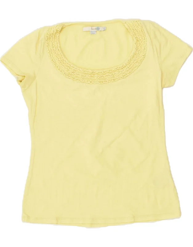 BODEN Womens T-Shirt Top UK 12 Medium Yellow Cotton