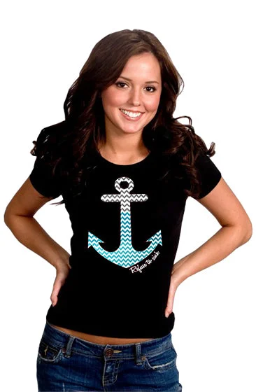 Chevron Lines Refuse To Sink Girl's T-Shirt Front Pockets Side Pockets Patch Pockets