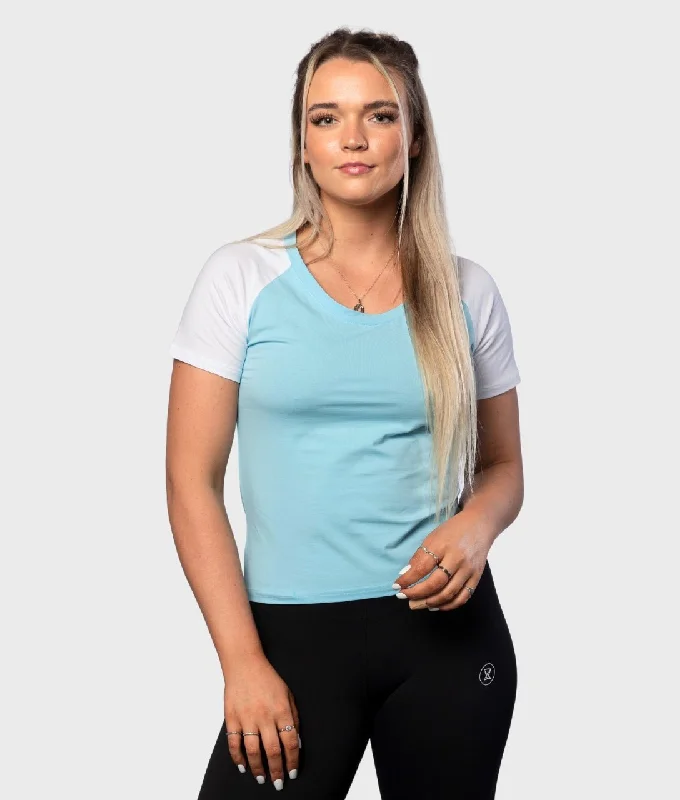 CORE T-Shirt [Blue/White] Silk Blend Satin Velvet