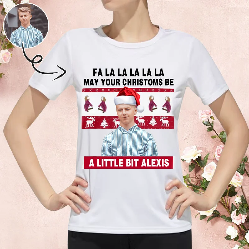 Custom Face Christmas Hat Tee Put Your Photo on Shirt Unique Design Women's All Over Print T-shirt Terry Blend Velvet Blend Canvas Blend Custom Face Christmas Hat Tee Put Your Photo on Shirt Unique Design Women's All Over Print T-shirt Terry Blend Velvet Blend Canvas Blend