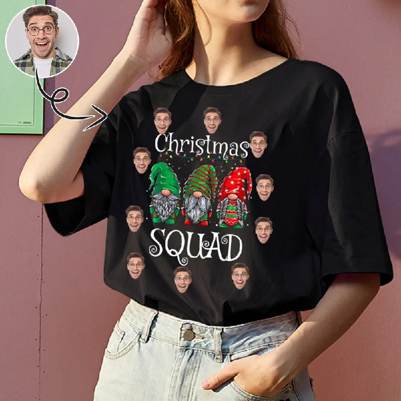 Custom Face Christmas Squad Tee Put Your Photo on Shirt Unique Design Women's All Over Print T-shirt Fleece Fabric Down Fabric Feather Fabric Custom Face Christmas Squad Tee Put Your Photo on Shirt Unique Design Women's All Over Print T-shirt Fleece Fabric Down Fabric Feather Fabric