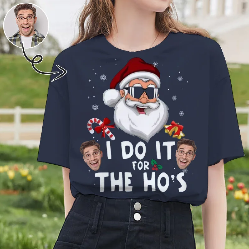Custom Face Santa Claus Tee Put Your Photo on Shirt Unique Design Women's All Over Print T-shirt Zippered Front Buttoned Front Snap Front Custom Face Santa Claus Tee Put Your Photo on Shirt Unique Design Women's All Over Print T-shirt Zippered Front Buttoned Front Snap Front