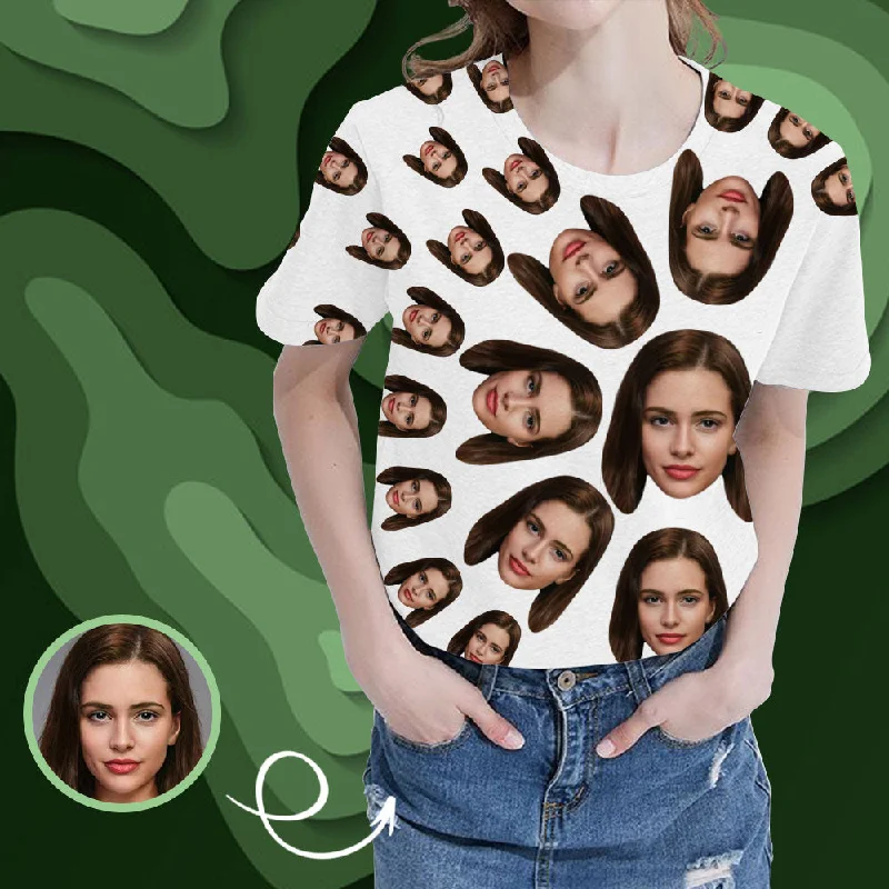 Custom Face Whirl Women's All Over Print T-shirt Chenille Brocade Lace