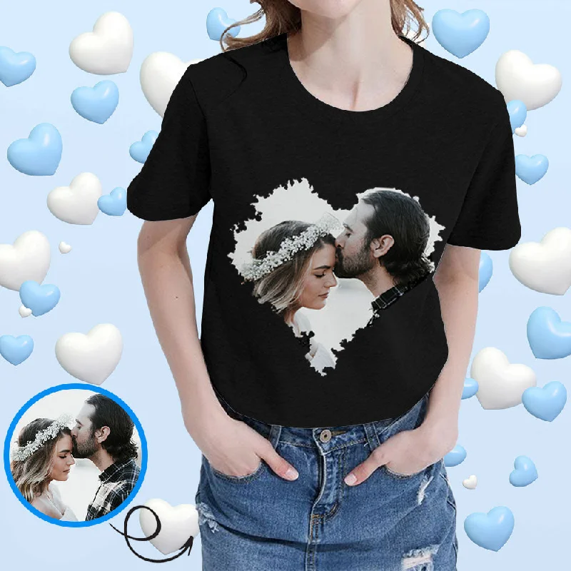 Custom Photo Romantic Love Women's All Over Print T-shirt Front Pockets Side Pockets Patch Pockets