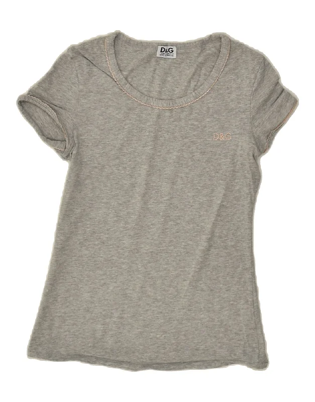 DOLCE & GABBANA Womens T-Shirt Top UK 12 Medium Grey Cotton