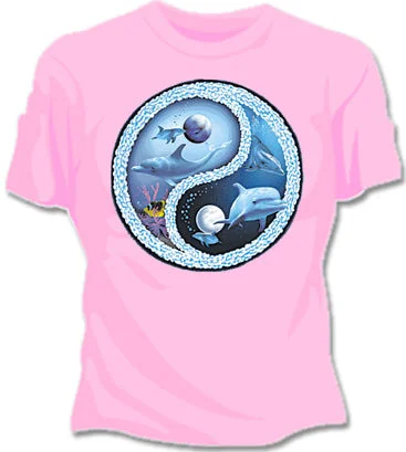 Dolphin Ying Yang Girls T-Shirt Terry Blend Velvet Blend Canvas Blend
