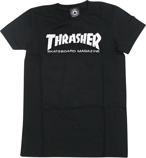 Thrasher Mag Logo Girls T-Shirt - Size: X-SMALL Black Basic T-Shirt Crew Neck Short Sleeve