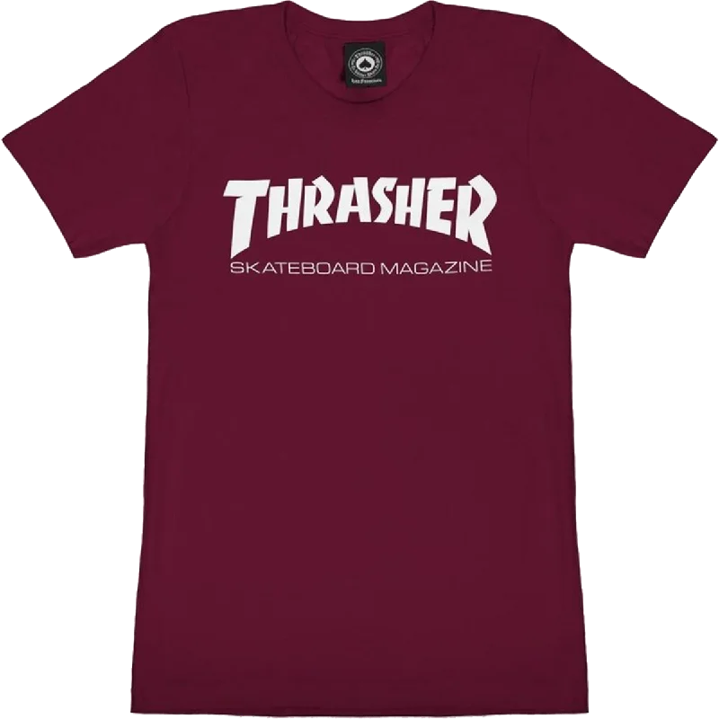 Thrasher Mag Logo Girls T-Shirt - Size: LARGE Maroon Sequined Glittery Shiny