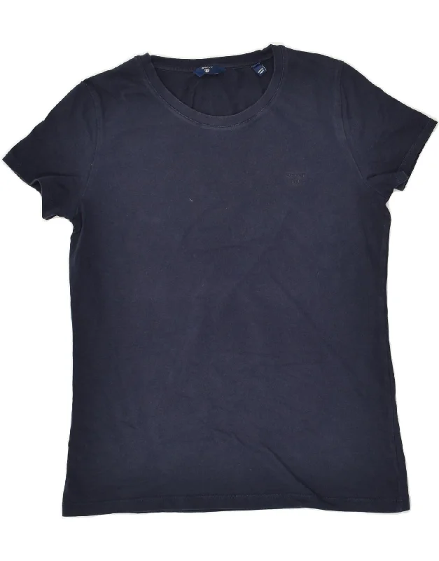 GANT Womens T-Shirt Top UK 12 Medium Navy Blue Cotton