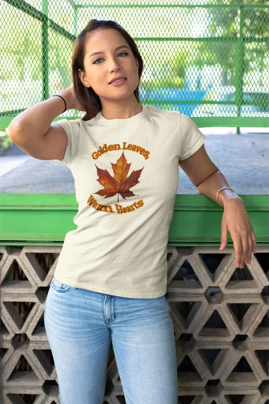 Golden Leaves, Warm Hearts Women's Favorite Tee Ribbed T-Shirt High Neck Heavyweight Golden Leaves, Warm Hearts Women's Favorite Tee Ribbed T-Shirt High Neck Heavyweight