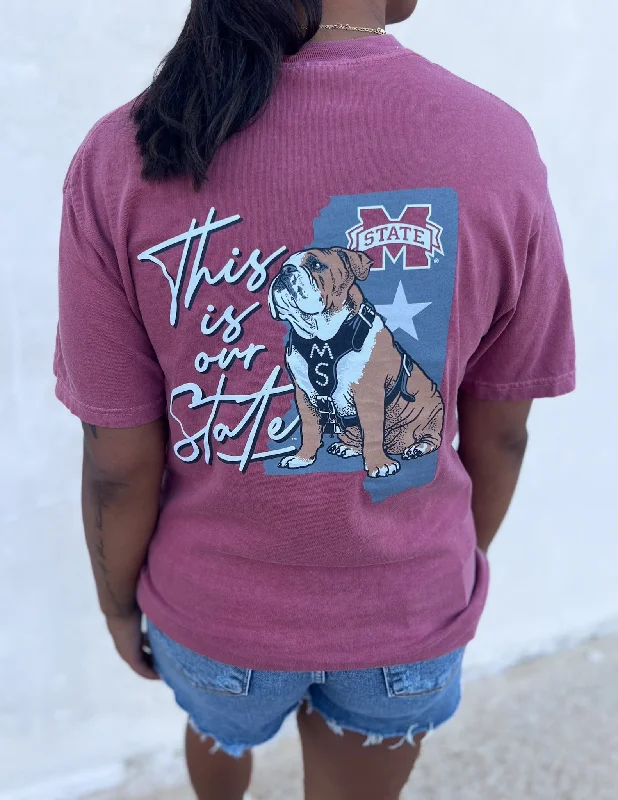 Mississippi State Bulldogs Our State SS Tee Ribbed Striped Patterned