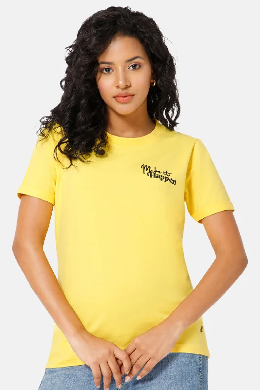 Jusperf Women Half Sleeve Crew Neck T-shirt - Mustard - SD18 Hooded Caped Shawl Collar Jusperf Women Half Sleeve Crew Neck T-shirt - Mustard - SD18 Hooded Caped Shawl Collar