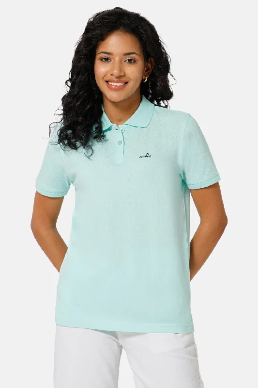 Jusperf Women Half Sleeve Polo Neck T-shirt - Sky blue - SJD1 Cotton Fabric Linen Fabric Terry Fabric Jusperf Women Half Sleeve Polo Neck T-shirt - Sky blue - SJD1 Cotton Fabric Linen Fabric Terry Fabric