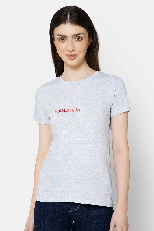 Jusperf Women's Printed Crew Neck Casual T-Shirt - Grey - TS32 Anti-Pilling Machine Wash Handmade Jusperf Women's Printed Crew Neck Casual T-Shirt - Grey - TS32 Anti-Pilling Machine Wash Handmade