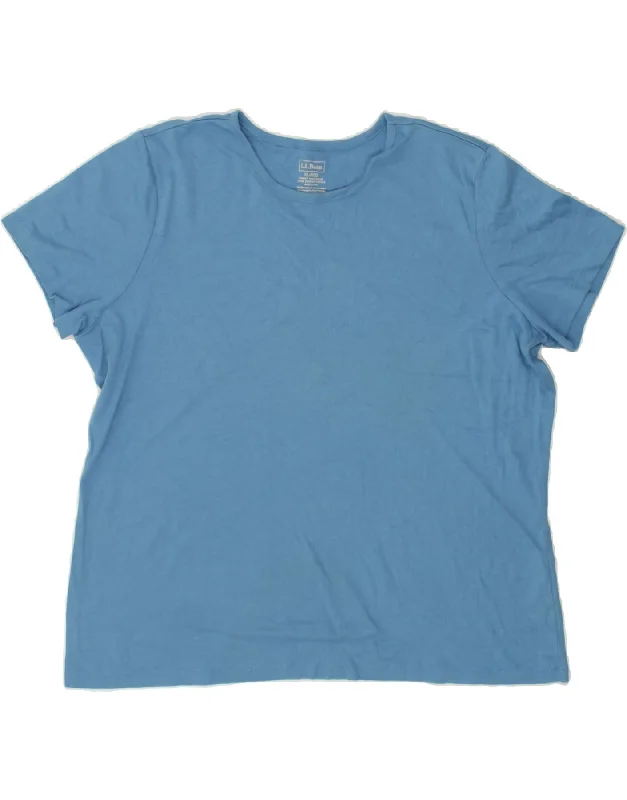 L.L.BEAN Womens T-Shirt Top UK 18 XL Blue Cotton Rayon Velvet Corduroy