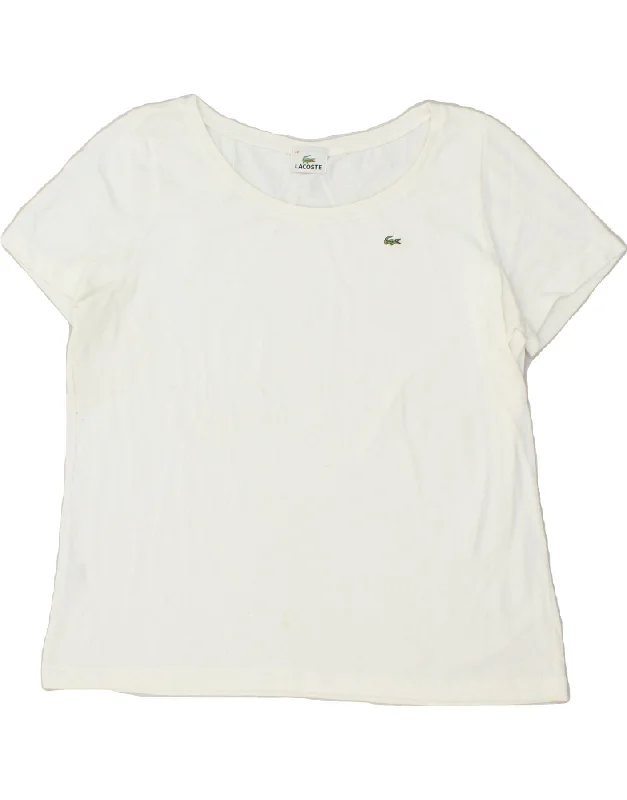 LACOSTE Womens T-Shirt Top Size 44 XL White Cotton