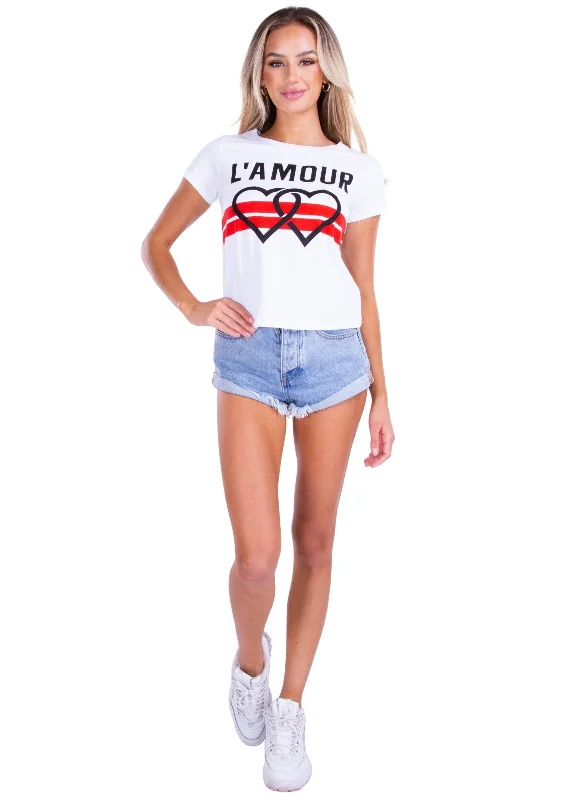 'L'Amour' Graphic Tee Polka Dot Checkered Tartan