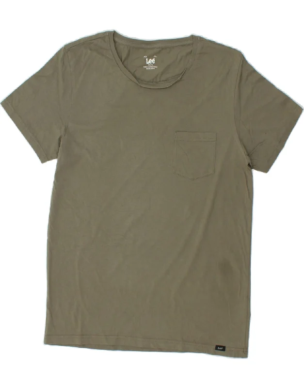 LEE Womens T-Shirt Top UK 16 Large Khaki Cotton