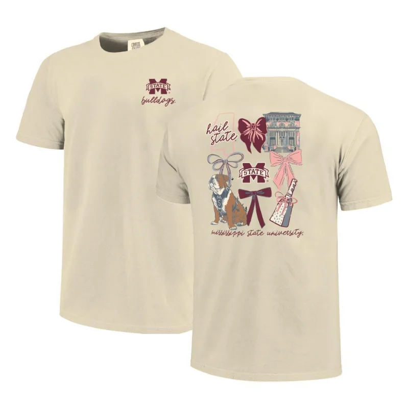 Mississippi State Bulldogs Coquette Campus SS Tee Houndstooth Herringbone Solid