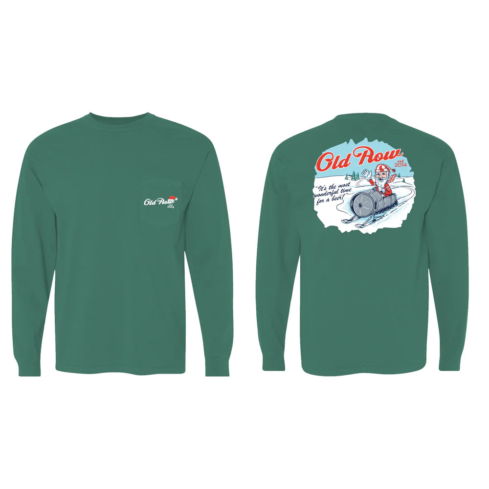 Old Row Most Wonderful Time for a Beer LS Pocket Tee Collared Crew Neck Turtle Neck