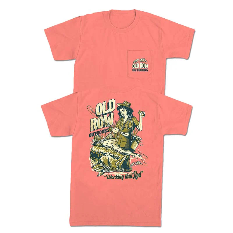 Old Row Working that Rod SS Pocket Tee Machine Wash Dry Clean Hand Wash