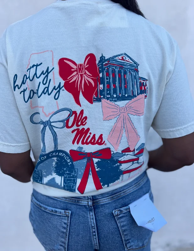 Ole Miss Rebels Coquette Campus SS Tee Houndstooth Herringbone Solid