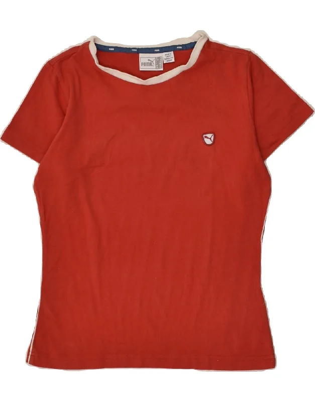 PUMA Womens T-Shirt Top UK 12 Medium Red Machine Wash Dry Clean Hand Wash