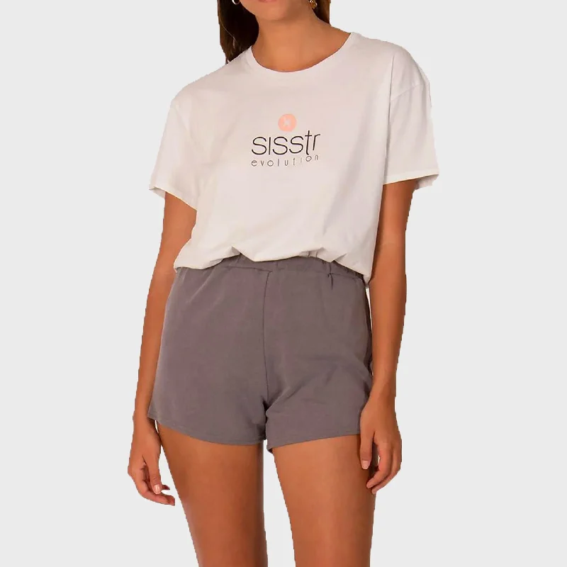 Sisstrevolution Stacked Womens T-Shirt - White Solid Print Embellished