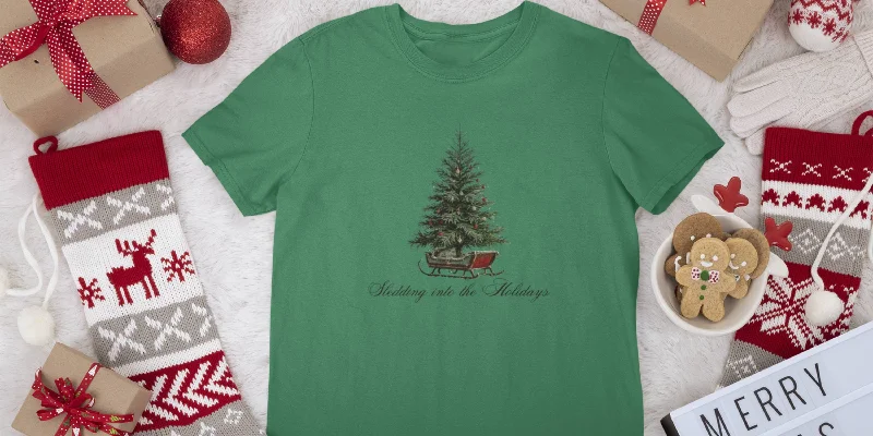 Sledding into the Holidays Women's Favorite Tee Knit Fabric Woven Fabric Fleece Fabric Sledding into the Holidays Women's Favorite Tee Knit Fabric Woven Fabric Fleece Fabric